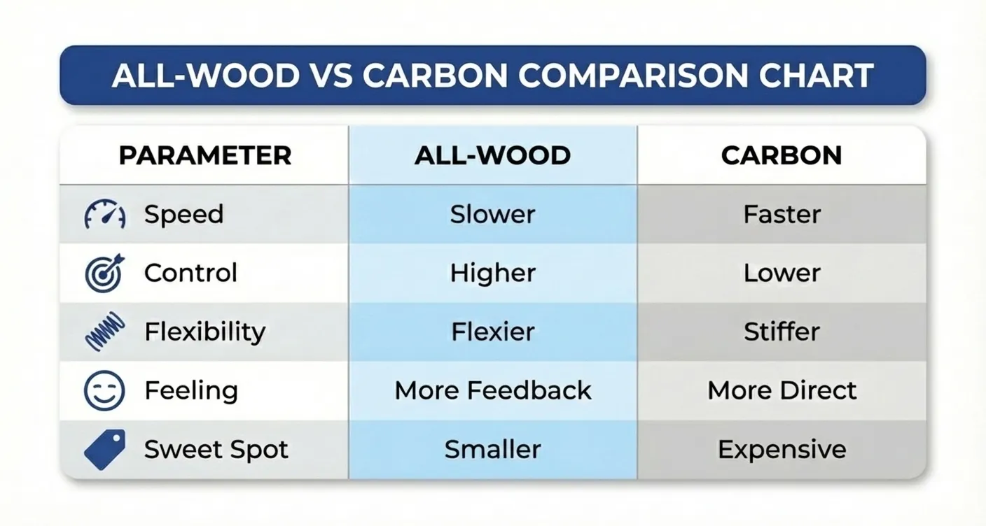 All-Wood vs Carbon Comparison Chart