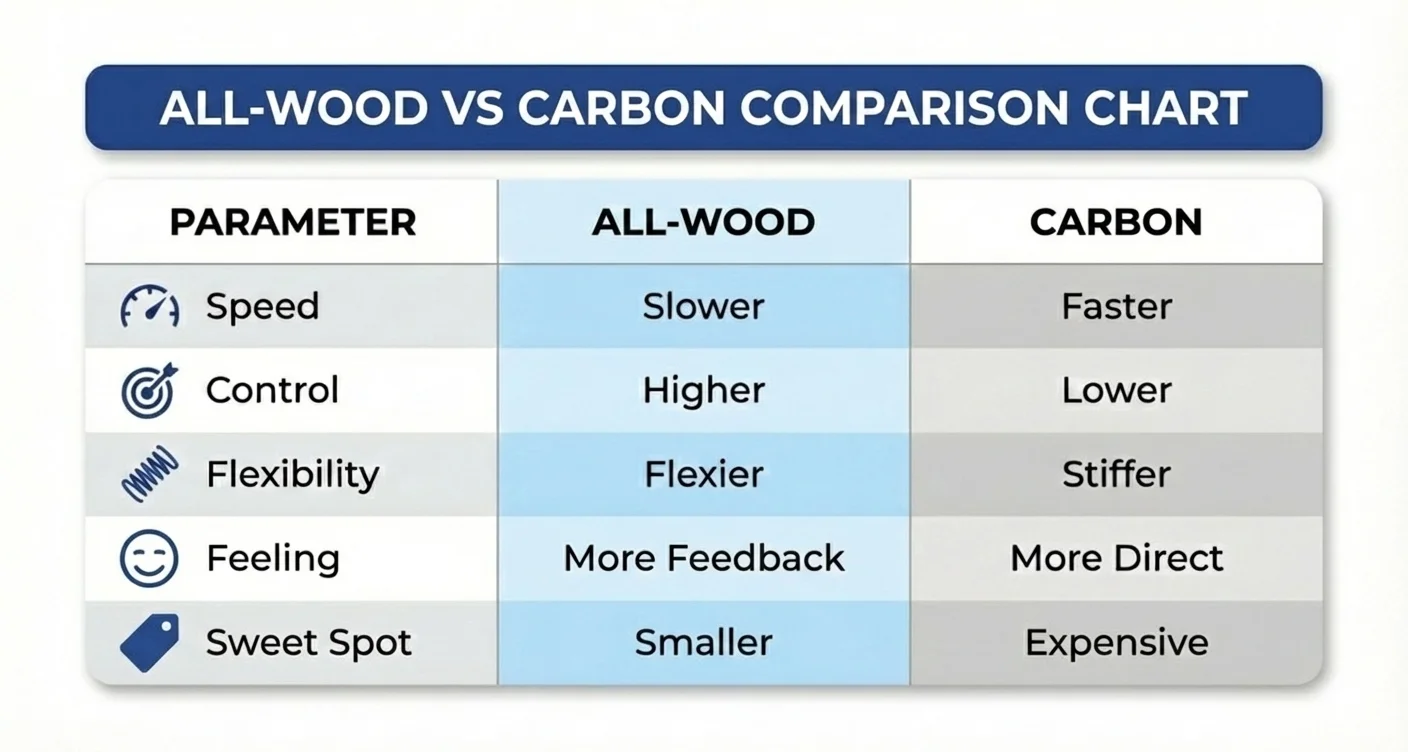 All-Wood vs Carbon Comparison Chart